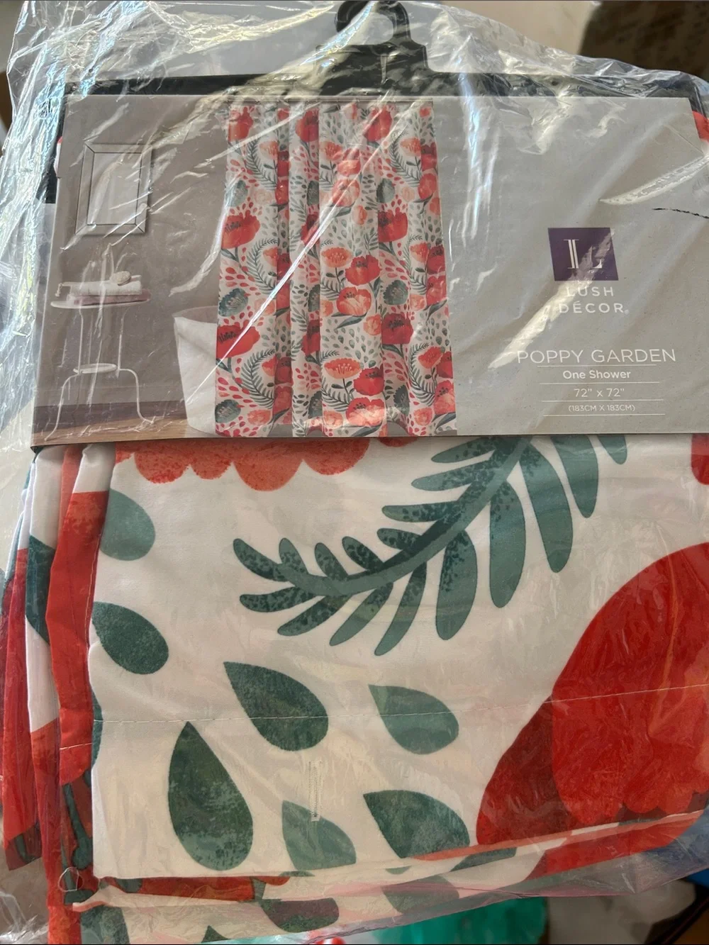 Poppy Garden Shower Curtain by Lush Decor - Coral & Teal Floral